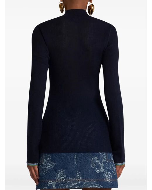 Etro Blue Ribbed Sweater