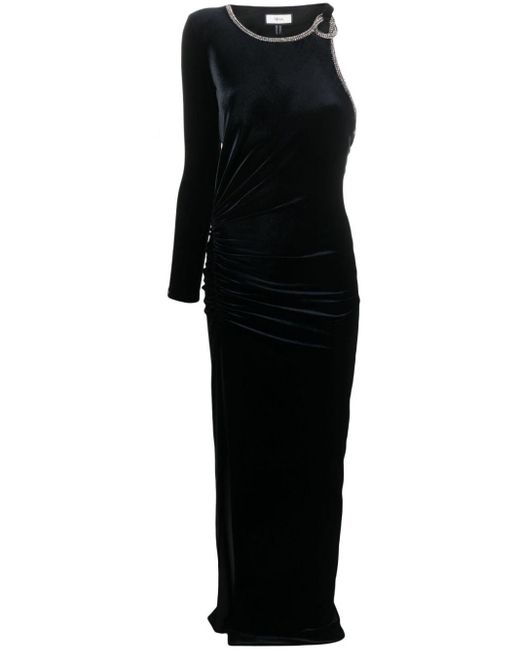 Nissa Asymmetrische Maxi-jurk Verfraaid Met Kristallen in het Black