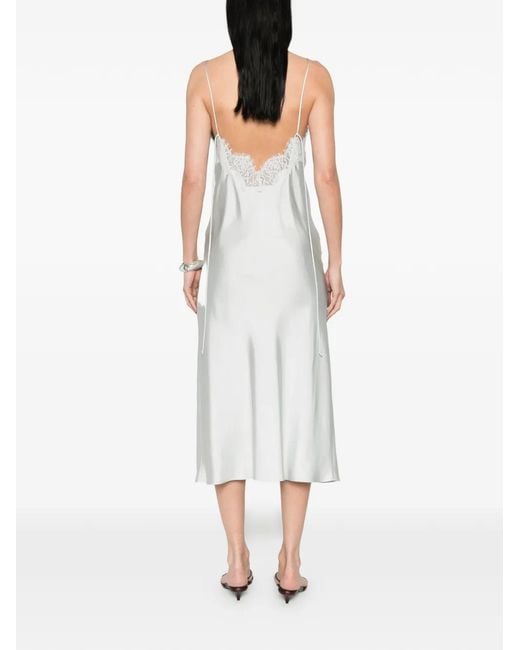 Rohe White Silk Lace-Trim Dress