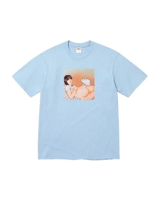 Supreme Blue Mouse-Graphic T-Shirt for men