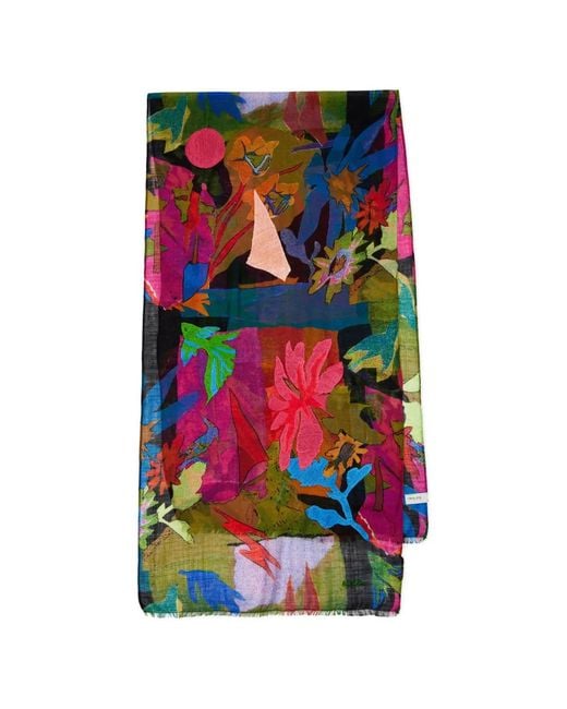 Paul Smith White River Collage Floral Scarf for men