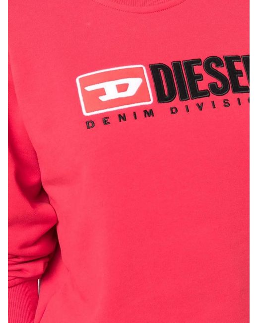 DIESEL Pink Embroidered-Logo Crew Neck Sweatshirt