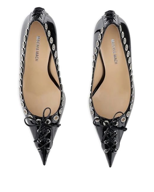 Mach & Mach Black Eyelet-Lace Pumps