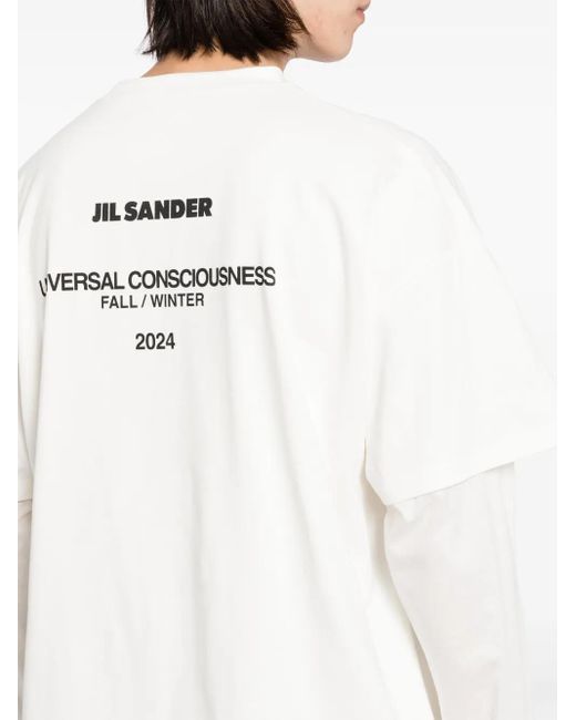 Jil Sander White Logo-Print T-Shirt for men