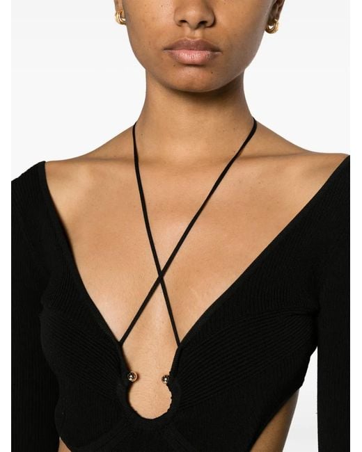 Nanushka Black Varda Ribbed Convertible Dress