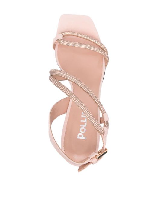 Pollini Pink Bling Bling 75mm Leather Sandals