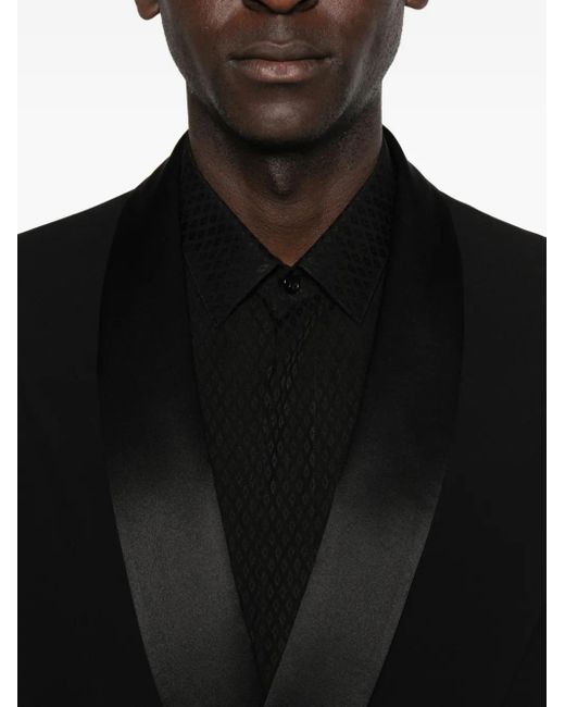Giorgio Armani Black Satin-Lapels Double-Breasted Suit for men