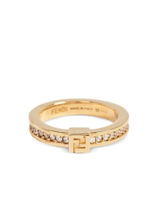 Fendi Metallic Forever Crystal-Embellishment Ring