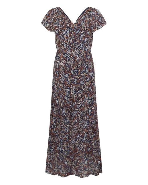 Brooks Brothers Brown Paisley-Print V-Neck Midi Dress
