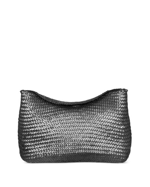 Dragon Diffusion Gray Santa Marta Woven Leather Shoulder Bag