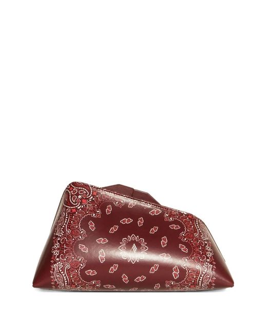 The Attico Red Small Paisley-print Leather Clutch