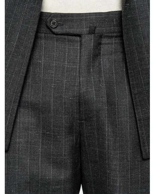 Isaia Black Pinstriped Double-Breasted Suit for men