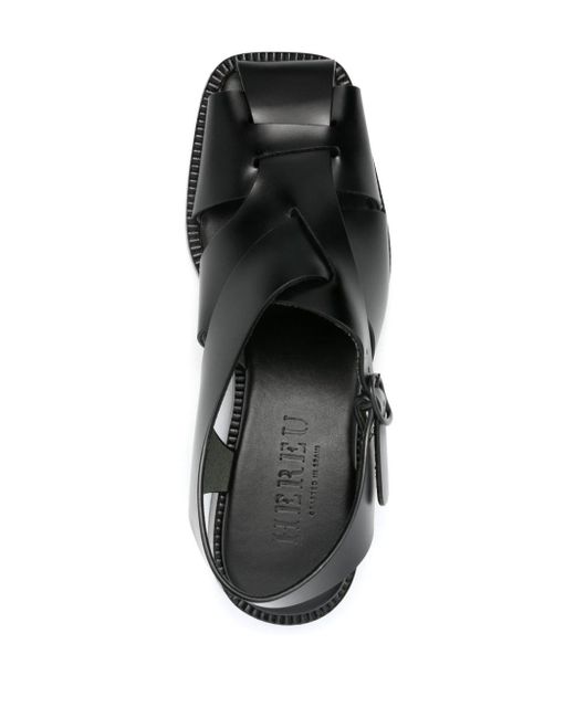 Hereu Black Raima Asymmetric Leather Sandals