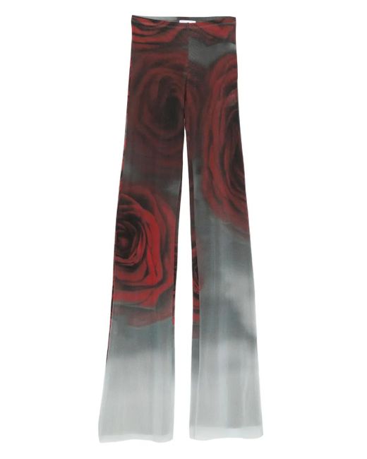 Jean Paul Gaultier Purple Rose-Print Mesh Trousers