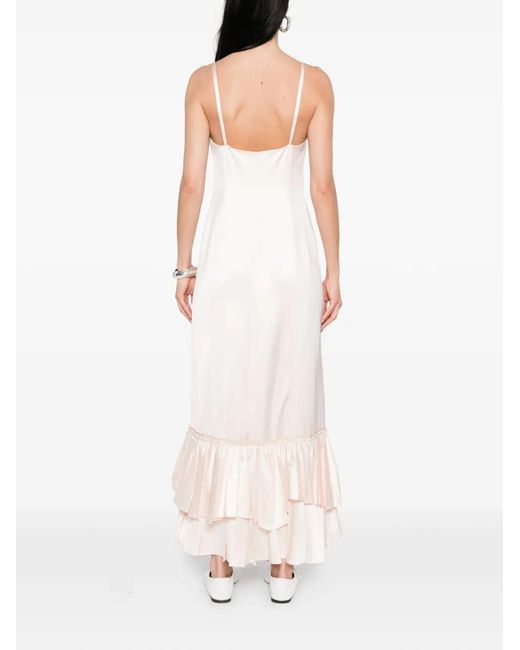 Jil Sander White Ruffled Slip Dress