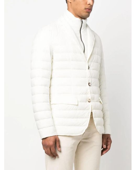Herno White Notched-Lapels Padded Jacket for men