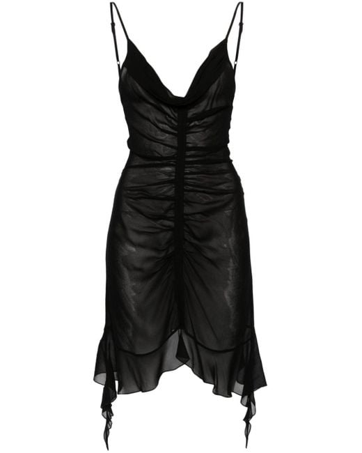 M I S B H V Mini-jurk Met Ruches in het Black