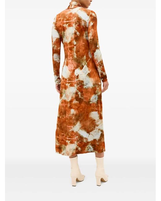 Marie Oliver Orange Paxton Rollkragen-Midikleid Mit Batikmuster