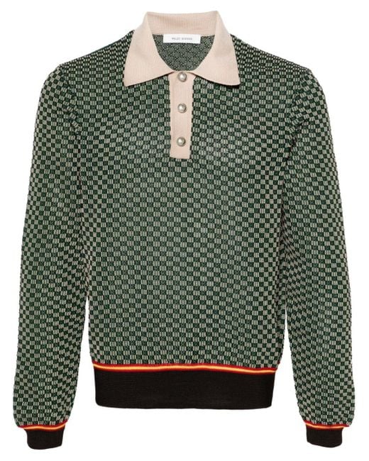 Wales Bonner Green Valley Knit Polo for men