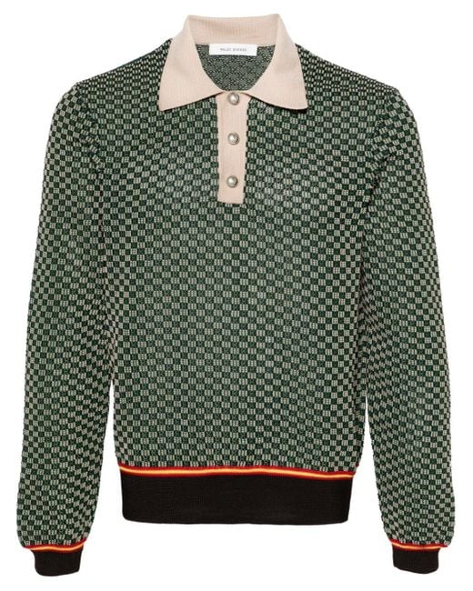 Wales Bonner Green Knitted Polo Phirt - Men's - Polyester for men