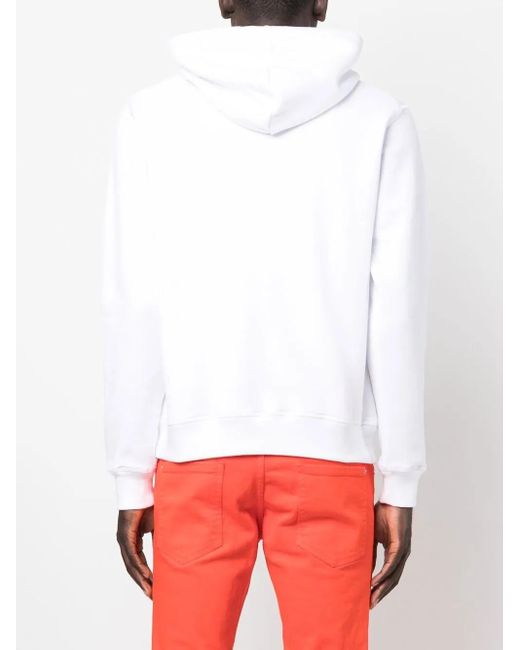 DSquared² White Logo-Print Cotton Hoodie for men
