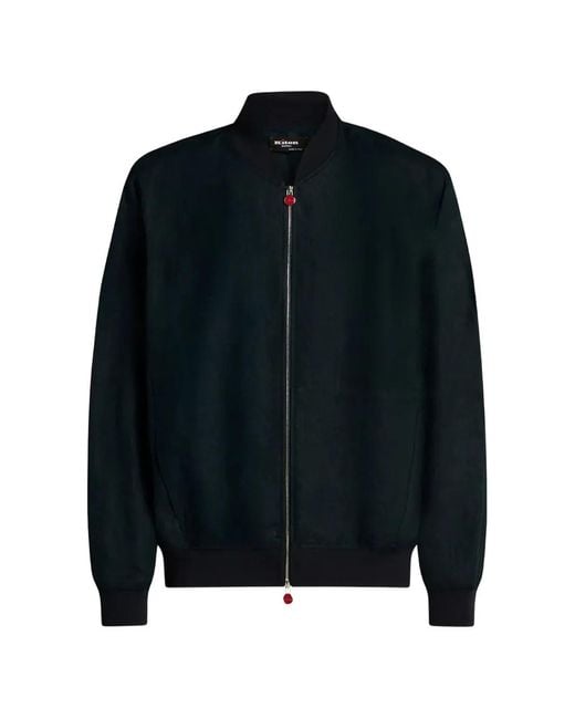 Kiton Black Zip Linen Jacket for men