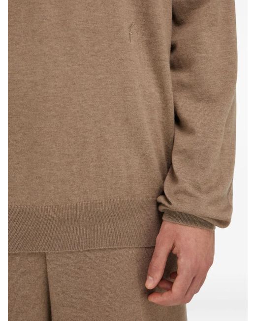 Ferragamo Brown V-Neck Sweater With Pocket Detail for men