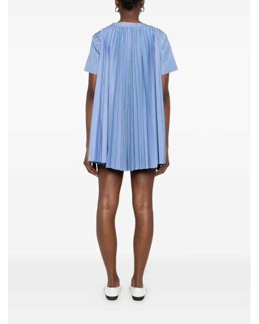 Sacai Blue Cotton Mini Dress