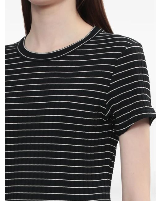 Rag & Bone Black Striped Ribbed T-Shirt