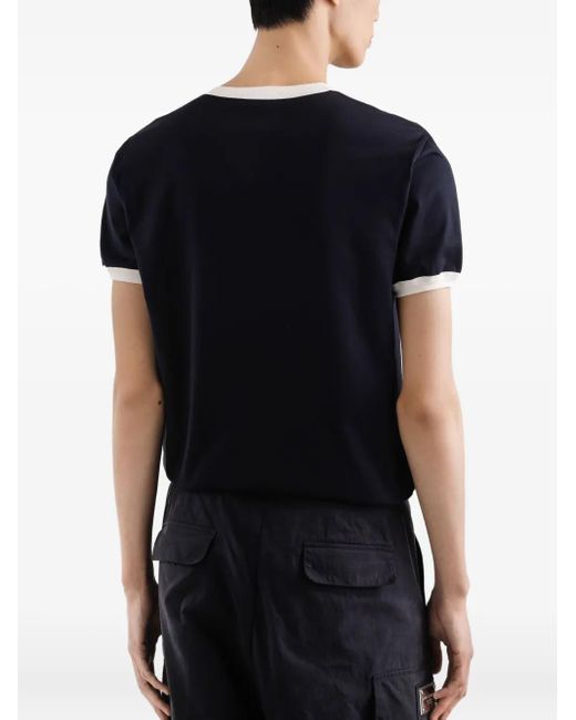 Dolce & Gabbana Blue Logo-Print Crew-Neck T-Shirt for men