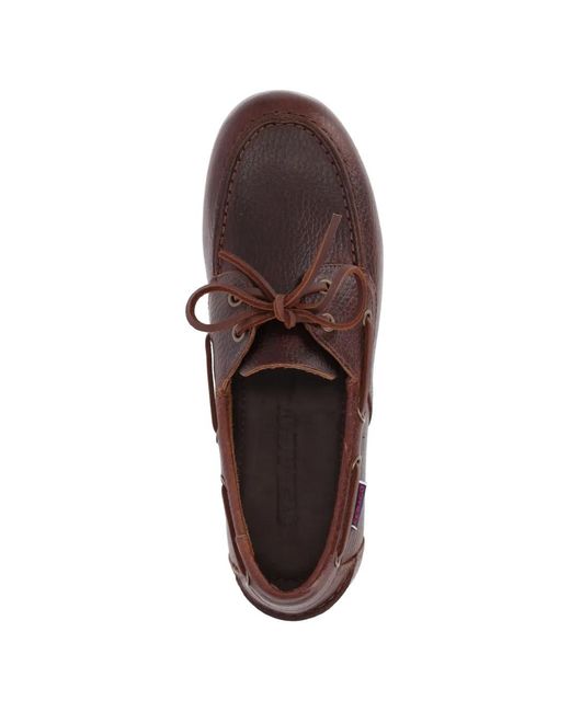 Sebago Brown Lace-Up Leather Loafers