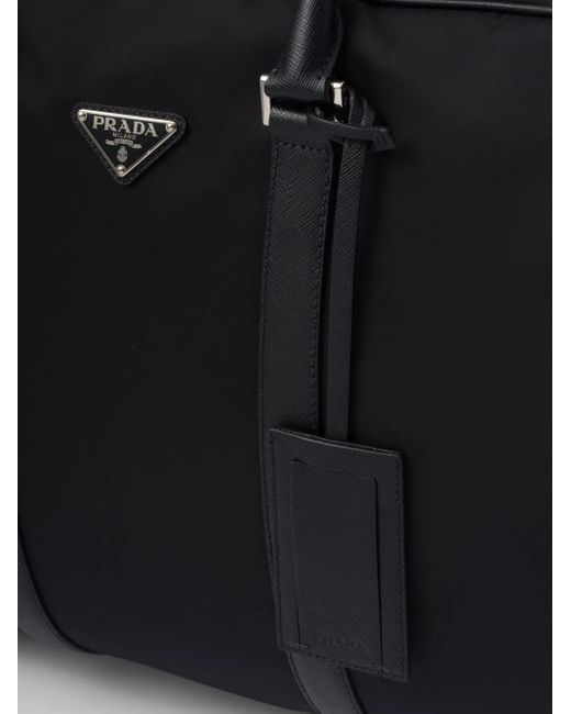 Prada Black Logo-patch Duffle Bag for men