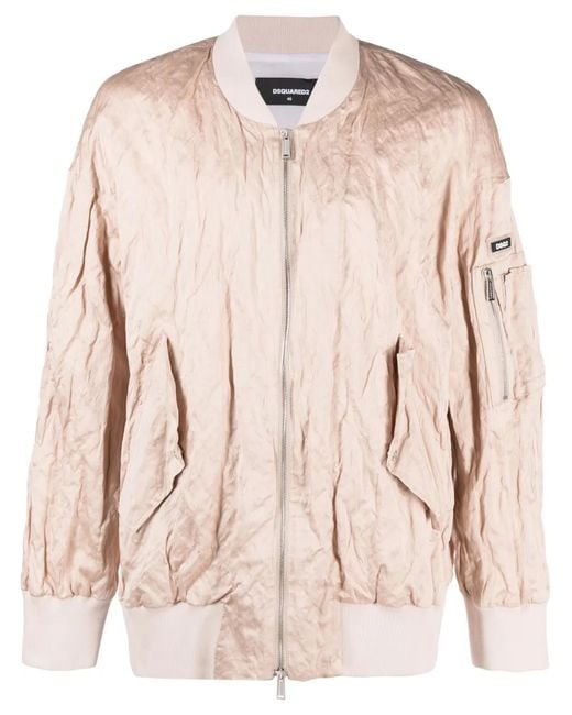 DSquared² Pink Crinkled-Effect Cotton Jacket for men