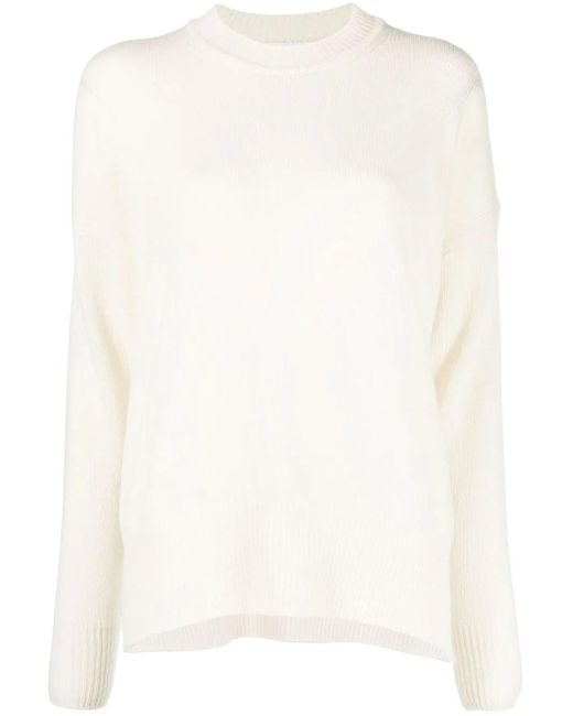 Jil Sander White Round Neck Sweater