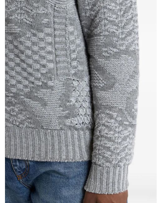 Etro Gray Blouson Bomber En Laine Mélangée À Motif for men