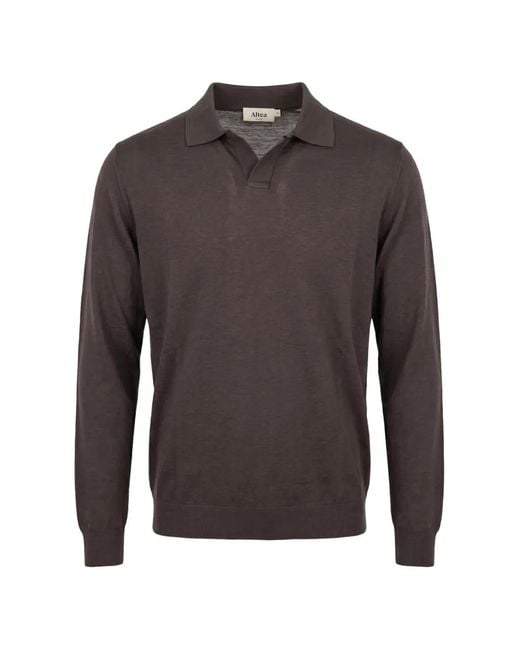 Altea Gray Long-Sleeve Polo Sweater for men