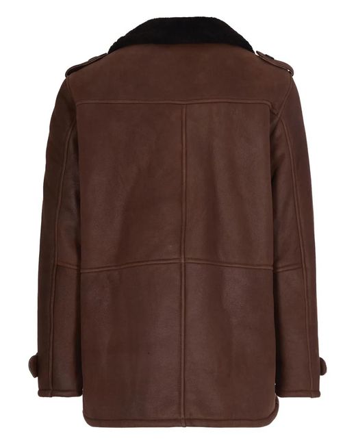 DFOUR® Brown Buttoned Leatherjacket for men