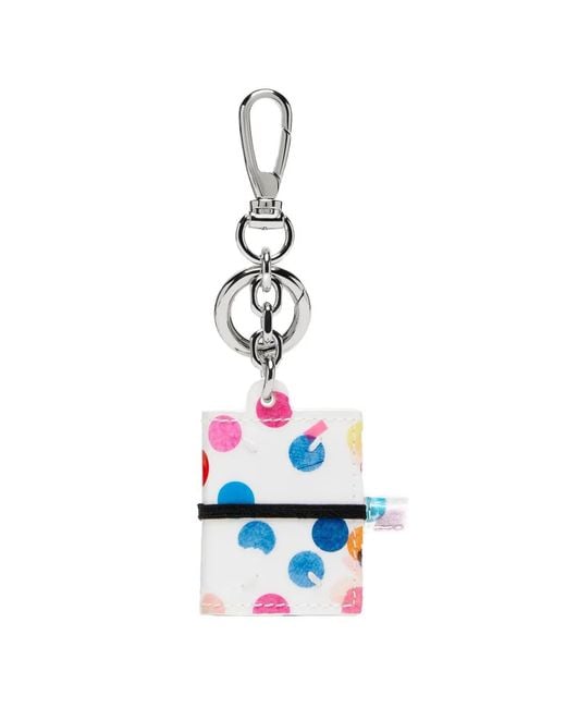 Maison Margiela White Mini Book Confetti-Print Keyring