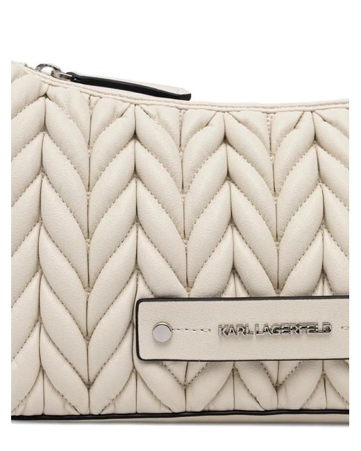 Karl Lagerfeld Natural Gesteppte Umhängetasche Mit Logo-Schild
