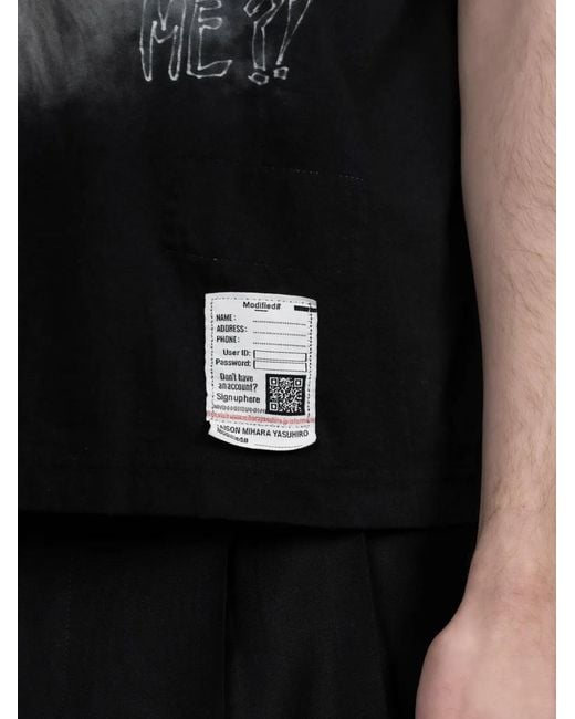 Maison Mihara Yasuhiro Black T-Shirt À Imprimé Chat