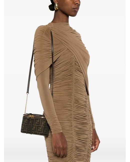 Fendi Black Vanity Ff-Pattern Top-Handle Mini Bag