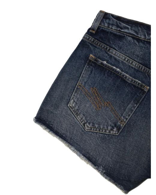 Martine Rose Blue Frayed Denim Shorts for men