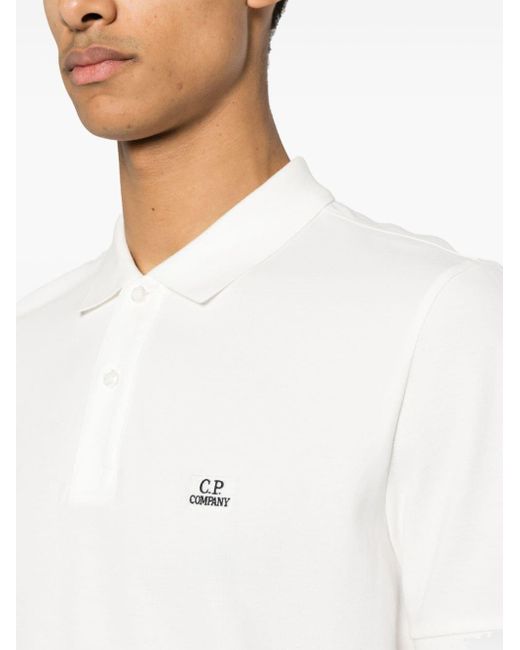 C P Company Poloshirt mit Logo-Applikation in White für Herren