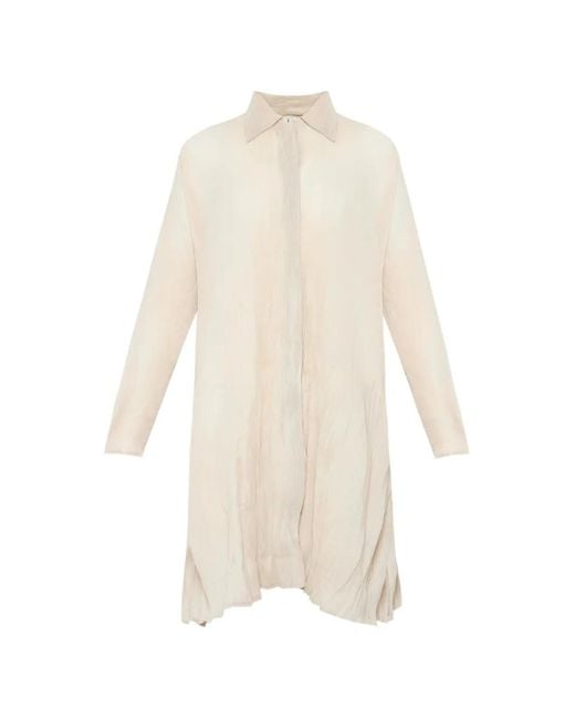 GONGDID DESIGN White Crinkled-Effect Mini Shirt Dress