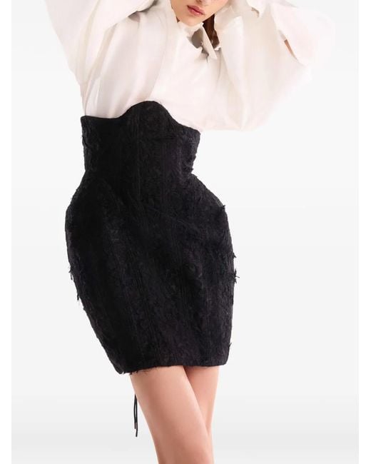 Gaby Charbachy Blue Corset-Style Lace-Up Mini Skirt
