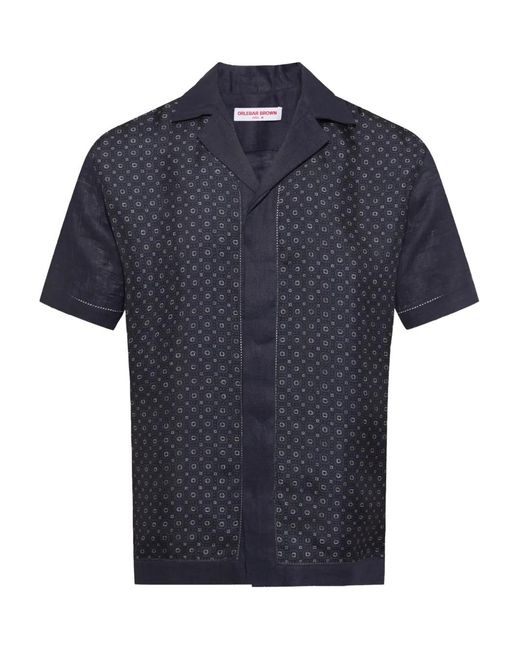 Orlebar Brown Blue Maitan Geometric-Print Shirt for men