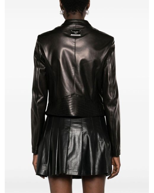 Dolce & Gabbana Black Lederjacke mit Reißverschluss