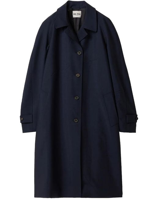 Miu Miu Blue Single-Breasted Coat