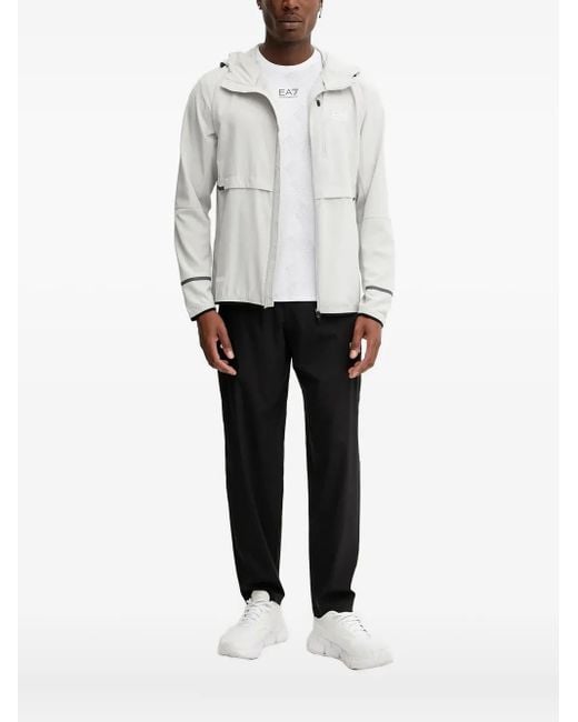 Giacca Con Logo E Cappuccio di EA7 in White da Uomo