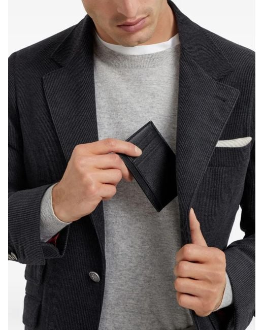 Tarjetero de piel con logo Brunello Cucinelli de hombre de color Black